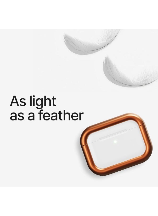 ARC Pulse Compatible with AirPods Pro Case (2024), Minimalist Protective Shock Absorption Aluminum Shells + Elastomer Inlays, Slide-On Fit Charging Case Cover -Matte Orange - Image 4